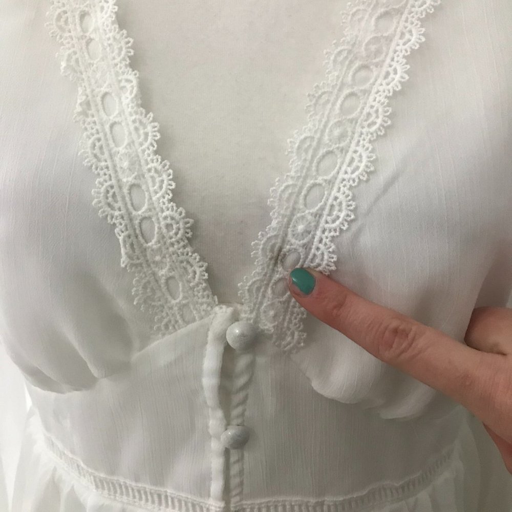 SHEIN White Boho Ruffle Long Sleeve Mini Dress - Picture 9 of 9